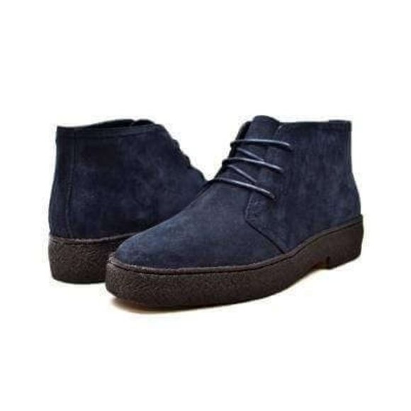 British Walkers Playboy Original High Top Men's Navy Suede Chukka Boot - Picture 1 of 8